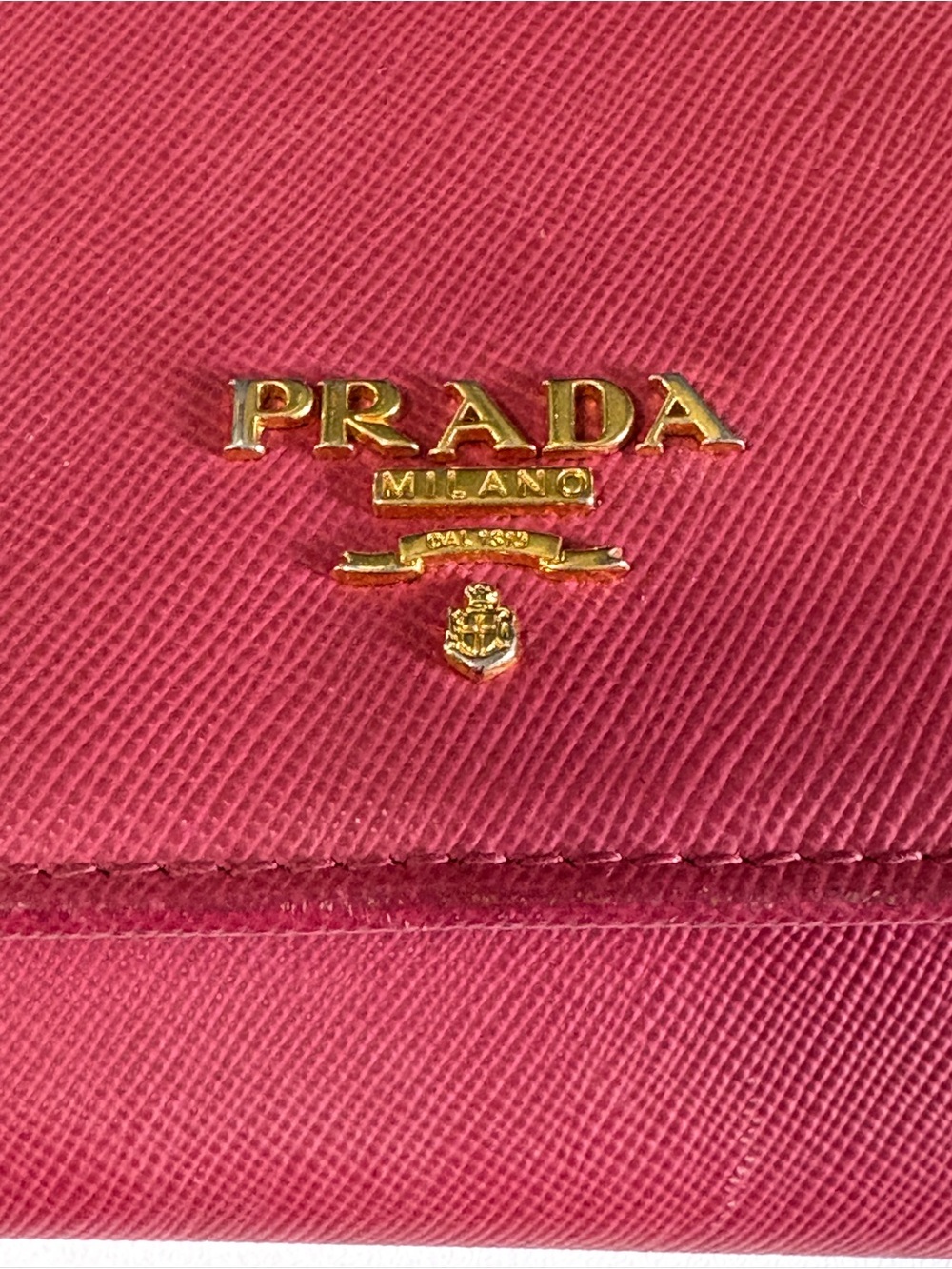 Prada Pink Saffiano Leather Trifold Wallet with Gold Logo - Picture 9 of 12
